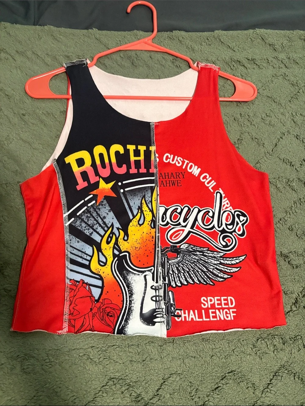 Red & Black Graphic Kids Tank Top - Motorcycle Graphic - Picture 1 of 3